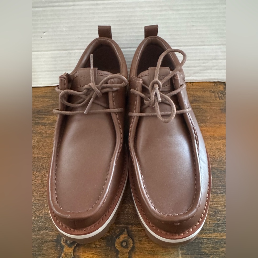 COACH Mens DARK SADDLE Brown Banks Leather Lug Oxford‎ Boots US Size 7 - Picture 7 of 10
